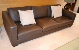 1 x Frighetto Brown Leather Sofa - Dimensions: W242 x D107 x H73cm - Ref: 41/LV09 - CL257 -