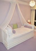 1 x Sleigh Bed With Slide Out 2nd Bed And Canopy - Colour: WHITE - Dimensions: W217cm x D100 x H87cm