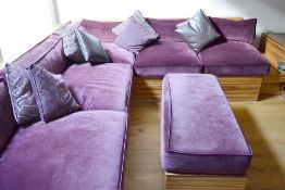 1 x Large Corner Sofa In Purple With Pouf - Ref: 111/GAM02 - CL257 - Location: Whitefield,