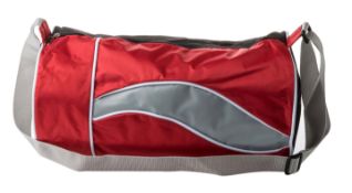 48 x Barrel Duffle Bags - Colour Red & Black - Brand New Resale Stock - Size 230mm x 430mm x