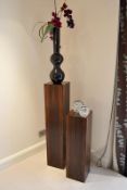 1 x Pair Of Beautil Wooden Plant Stands - Dimensions: A) H116 x 24 x 24cm - B) H86 x 24 x 24cm -