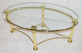 1 x Chelsom “Roman” Polished Brass Oblong Coffee Table (FR 1353) - Dimensions: L115cm x W60cm x