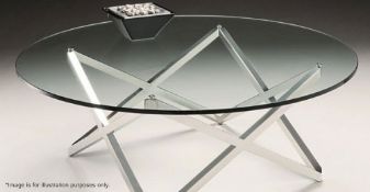 1 x Chelsom “Stellar” Circular Star Framed Steel And Glass Coffee Table (ECC3) - Dimensions To