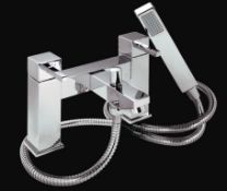 1 x Verona Deck Bath Shower Mixer Tap - Vogue Bathrooms - Modern Bath Mixer Tap in Bright Chrome