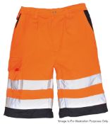 1 x Pair Of Portwest E043 Hi-Vis Poly-cotton Work Shorts - Colour: Orange - Size: Large - New/Unused