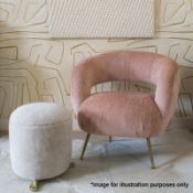 1 x KELLY WEARSTLER Laurel Lounge Chair With Brass Legs - Dimensions: 36"W x 31.5"D x 31.5"H -