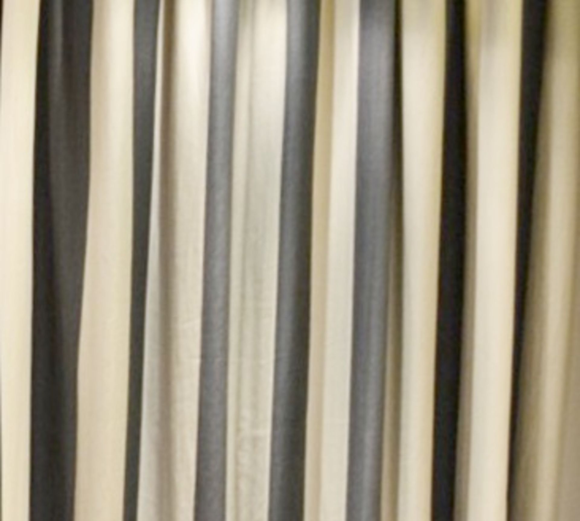 1 x High Quality Lined Heavy Weight Curtains With Pull Cord And Rail - Striped In Charcoal And Cream - Image 2 of 2