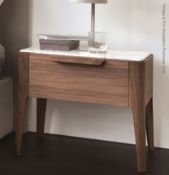 1 x PORADA Ziggy Bedside Table In Walnut Topped In Marble - Dimensions: W60 x D40 x H64cm - Ref: