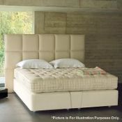 1 x VISPRING Atlas 6-Panel Faux Leather Headboard - Colour: Cream - Dimensions: W135 x H146 x