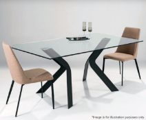 1 x Chelsom “Dual” Glass And Metal Dining Table (DDR4) - Dimensions: L180 x W100cm x H76cm - Ref: