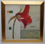 1 x Large Framed Abstract Floral Art Print By R. Richter Armgart - Dimensions: 85 x 85cm - Taken