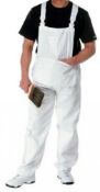 1 x Pair Of RODO "Fit For The Job" White Painters Decorators Bib + Brace Overalls Dungarees