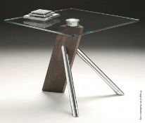 1 x Chelsom "Relax" Square Glass Topped Lamp Table (FTK/1170-1AA)- Dimensions: L60 x W60 x H50cm -