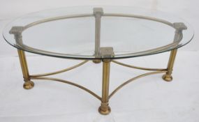 1 x Chelsom “Roman” Oblong Coffee Table In Antique Brass  - Dimensions: L115cm x W65.5cm x H47cm -