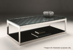 1 x Stunning Chelsom "Weave" Rectangular Glass Topped Designer Coffee Table - Dimensions: L120 x W60