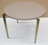 1 x Chelsom Round Lamp Table With Fawn Lacqued Top With Bronzed Legs - Dimensions: 69cm x H49cm -