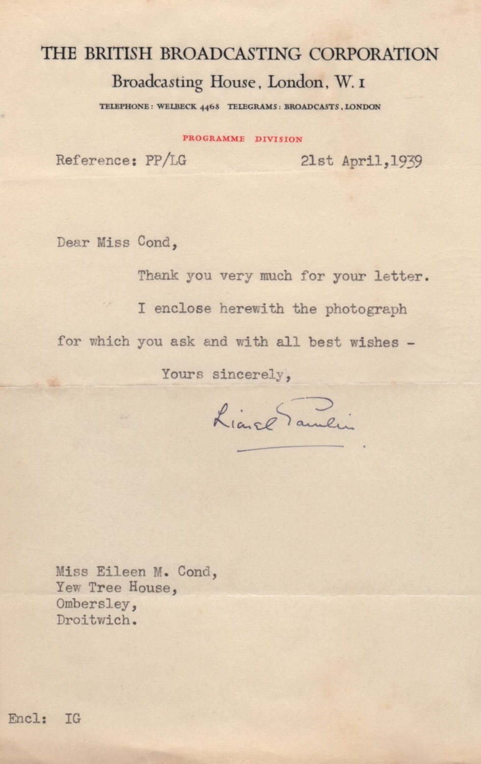 POPULAR MUSIC: Selection of signed pieces, letterheads, A.Ls.S., T.Ls.S. etc. - Image 14 of 17