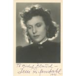 RIEFENSTAHL LENI: (1902-2003) German Film Director. Signed and inscribed 3.5 x 5.