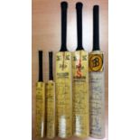 CRICKET: Small selection of multiple signed miniature cricket bats by various miscellaneous Test