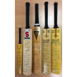 CRICKET: Small selection of multiple signed miniature cricket bats by various miscellaneous Test