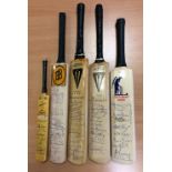 CRICKET: Small selection of multiple signed miniature cricket bats by various miscellaneous Test