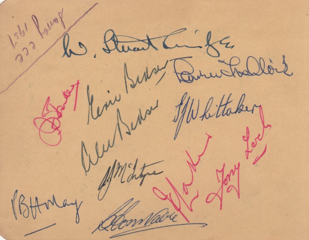 CRICKET: Selection of multiple signed album pages by various county cricket teams of 1940's &