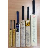 CRICKET: Small selection of multiple signed miniature cricket bats by various miscellaneous Test