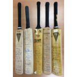 CRICKET: Small selection of multiple signed miniature cricket bats by various miscellaneous Test