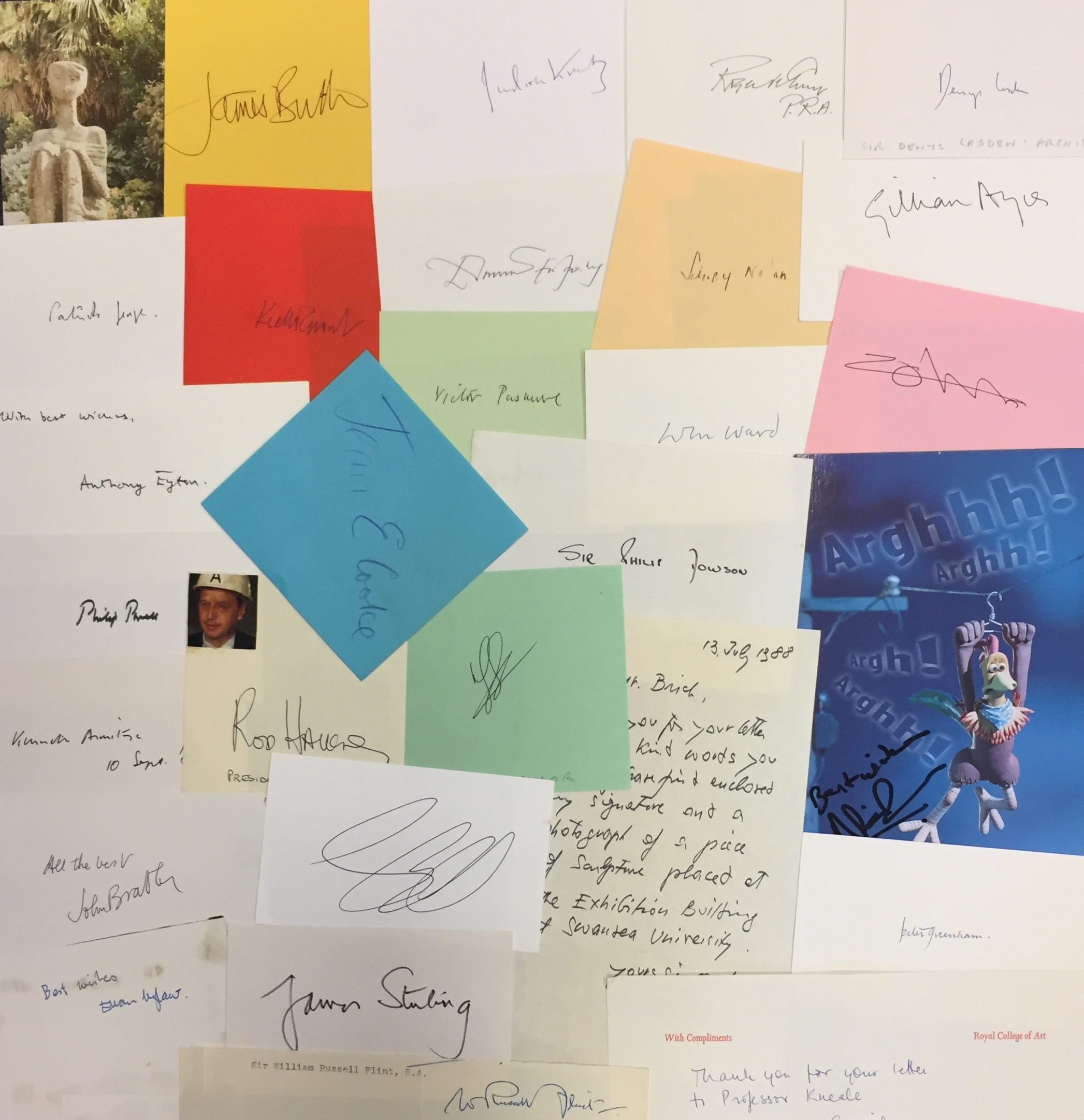 ART: Selection of signed pieces, cards, compliment slips, an A.L.S., etc. - Image 2 of 2