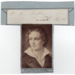 SHELLEY PERCY BYSSHE: (1792-1822) English Romantic Poet. Rare ink signature ('P.