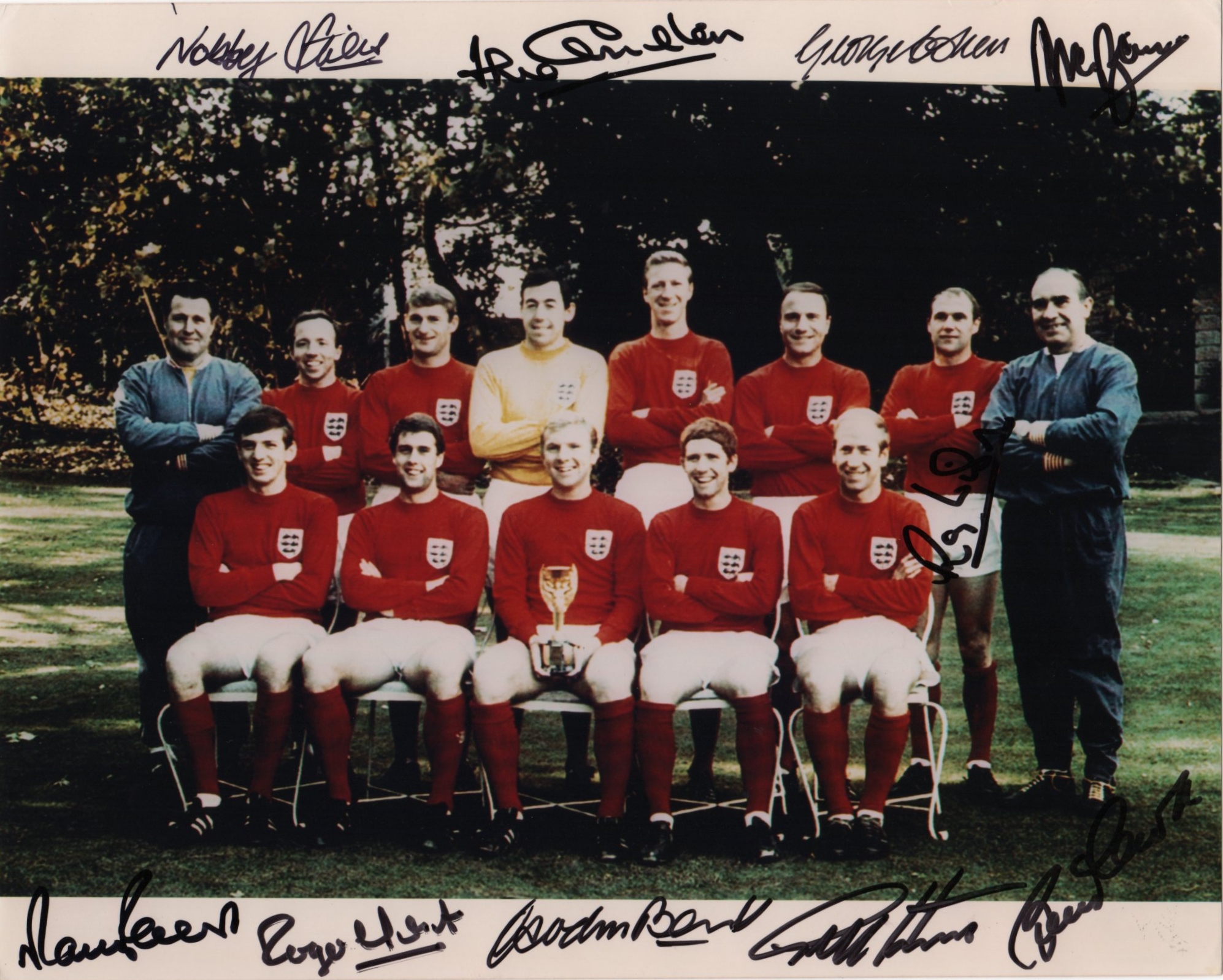 ENGLAND FOOTBALL: Multiple signed colour 10 x 8 photograph by ten members of the England football