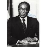 MUGABE ROBERT: (1924- ) President of Zimbabwe 1987-2017. Signed 4.5 x 6.