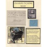 [DICKENS CHARLES]: (1812-1870) English Novelist. Three dark strands of hair belonging to Dickens,