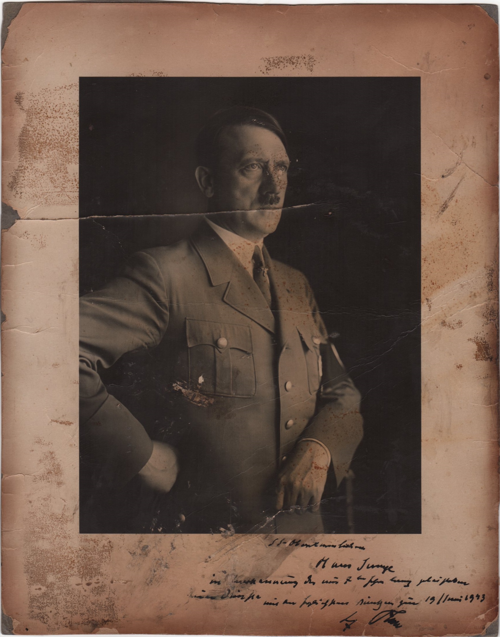 HITLER ADOLF: (1889-1945) Fuhrer of the Third Reich 1933-45. Signed and inscribed 8.
