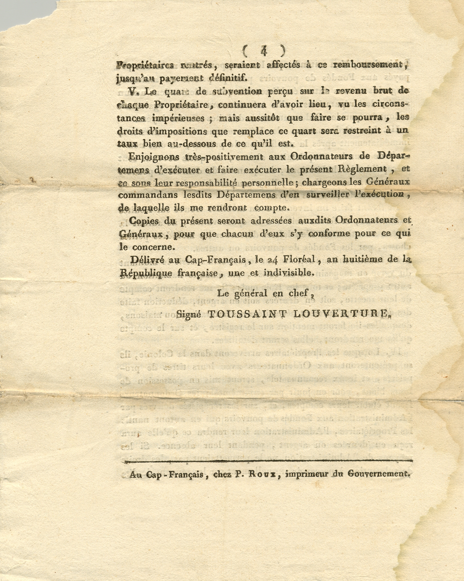 [TOUSSAINT LOUVERTURE FRANÇOIS]: Rare p - Image 4 of 4