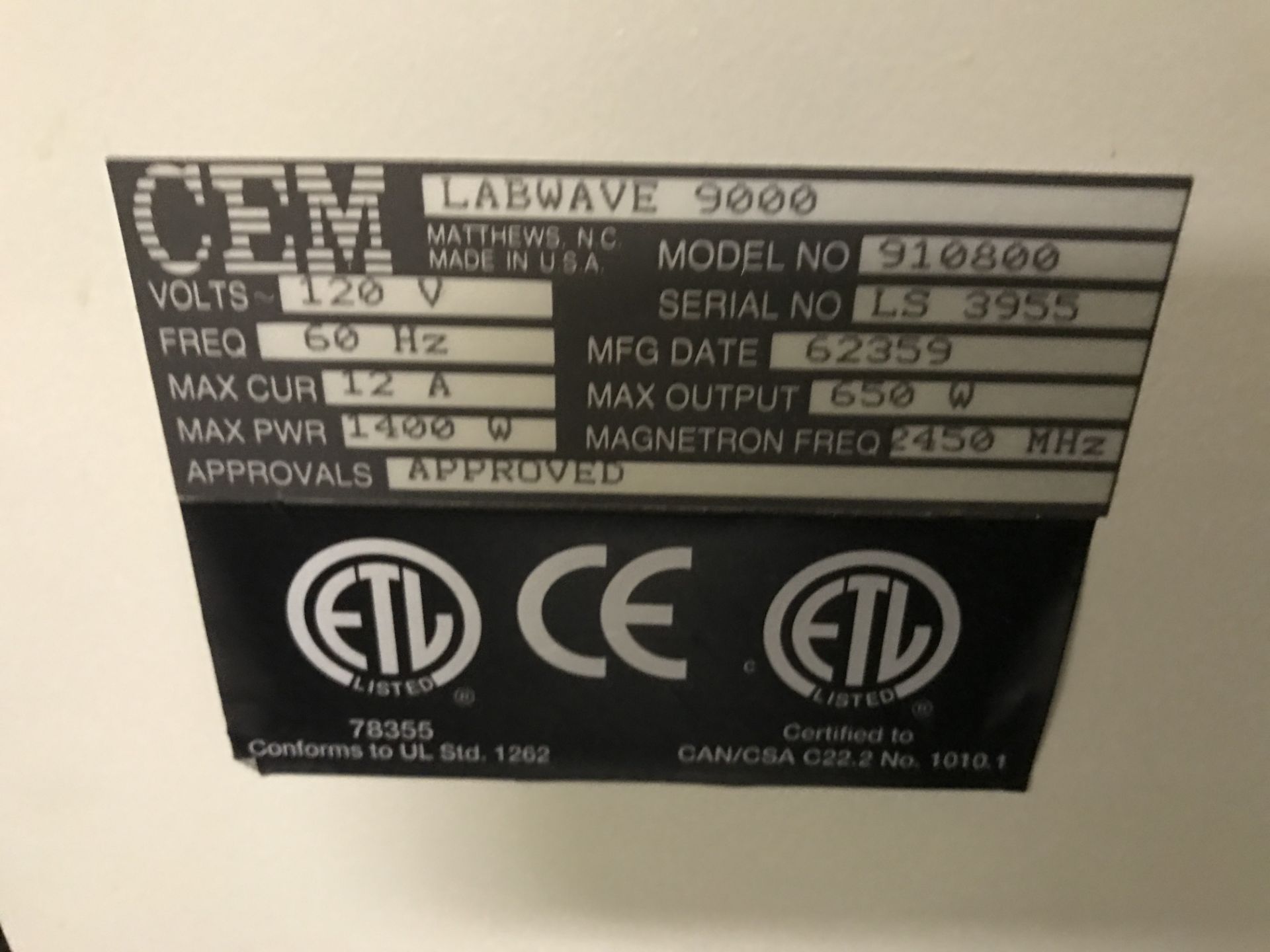 Microwave Moisture/Solids Analyzer , CEM Labwave 9000 model 910800 - Image 2 of 2