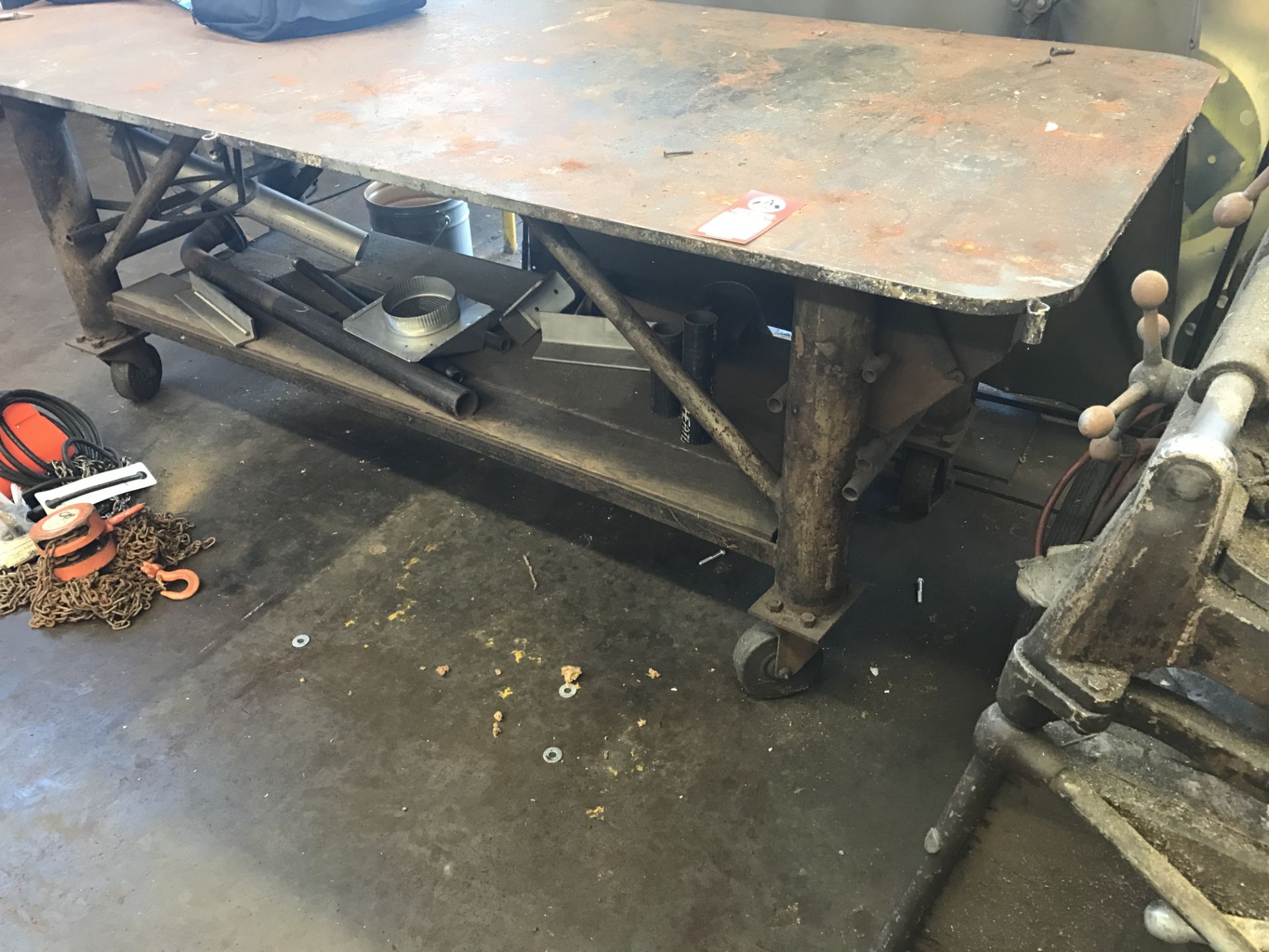 Steel Welding Table, 100" x 44", 3/4" thick welding table on casters