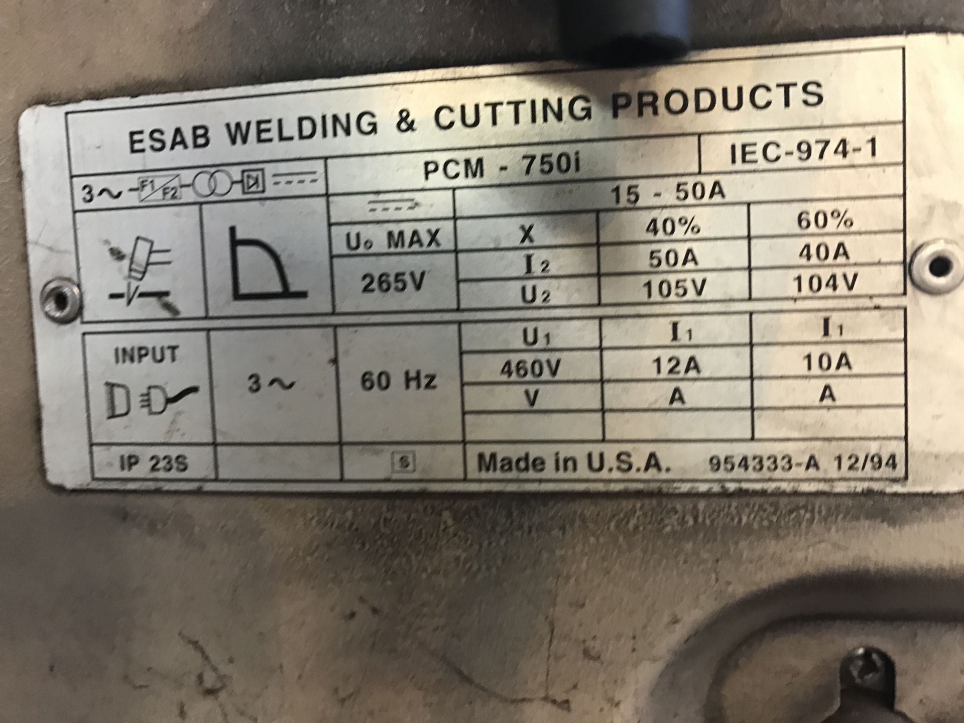 Plasma Cutter, Esab PCM 750i model 33508 - Image 3 of 4