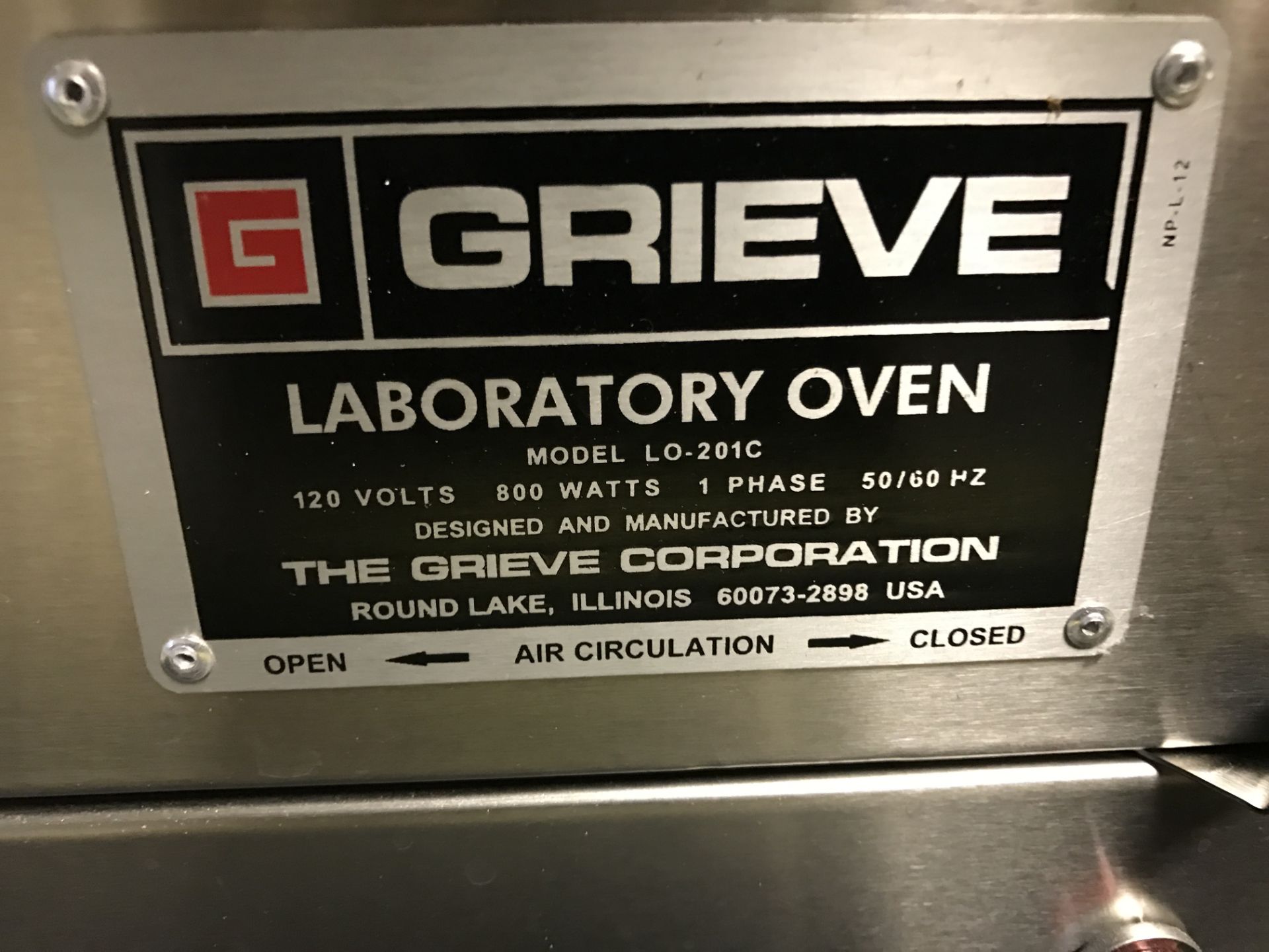Laboratory Oven, Grieve model LO-201C - Image 2 of 2