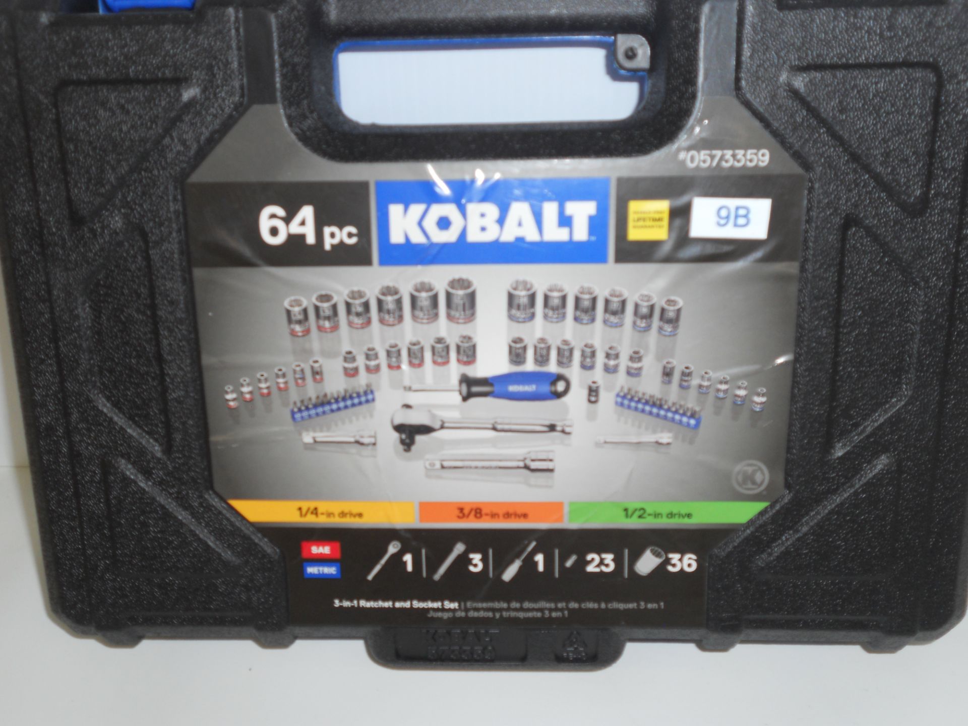 Kobalt 64-piece 3-in-1 SAE/metric 1/4” 3/8” & ½” drive