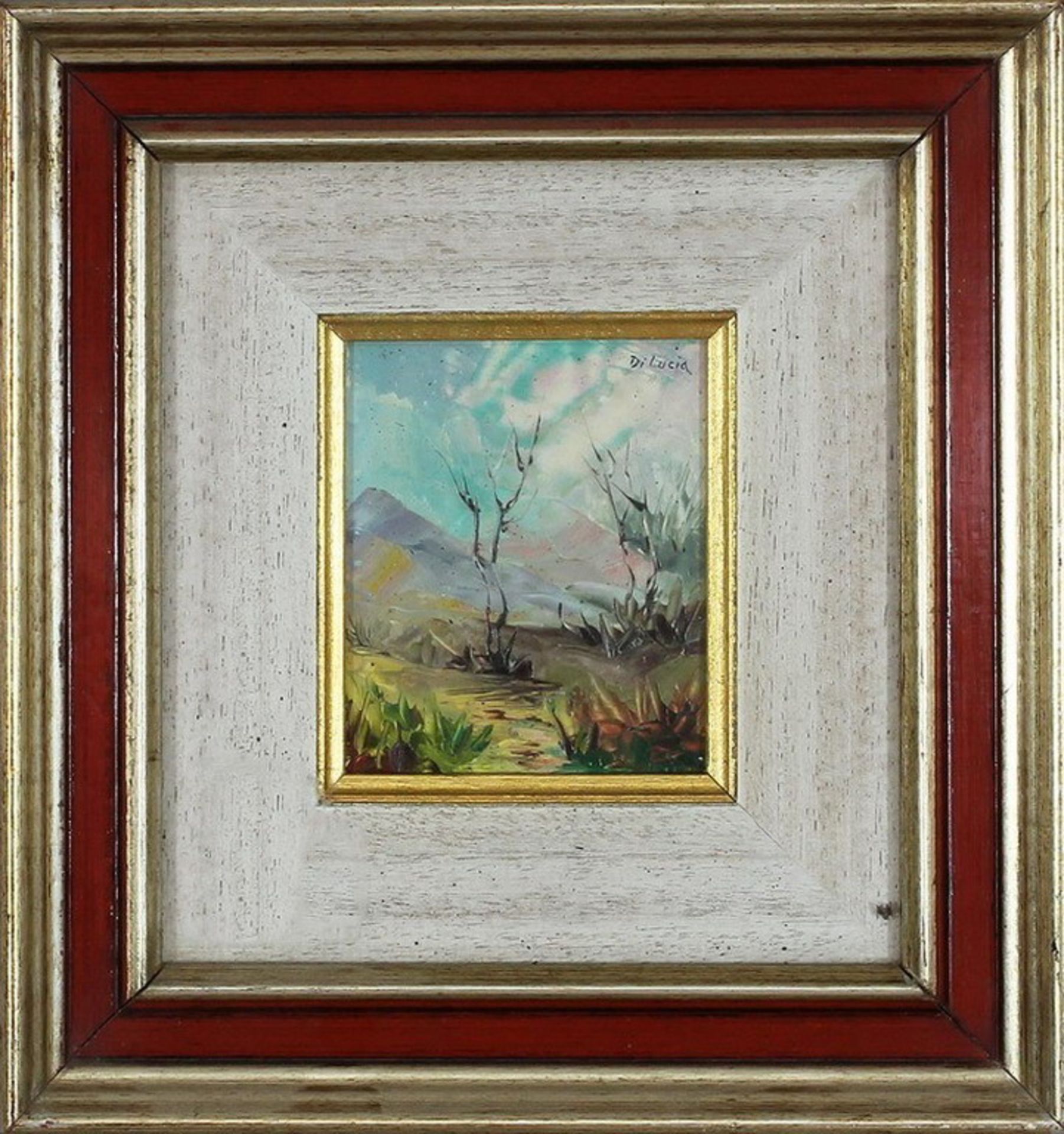 N. 63 (V.F. 841) PAESAGGIO ONIRICO, PIETRO DI LUCIA 1978, OLIO, 9,5 X 7,5 CM