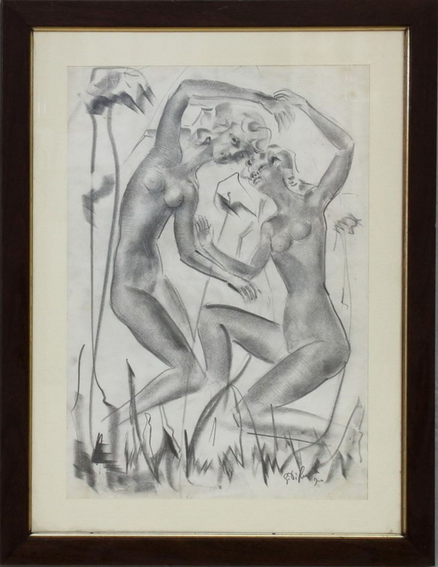 N. 109 (V.F. 841) NUDI FEMMINILI, GIOVANNI DI LUCIA 1970, CARBONCINO SU CARTA, 46,5 X 32 CM