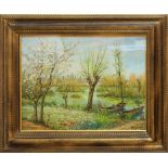 Primavera sul lago di Mantova, olio su cartone cm. 70x50, Otello Marconi, (Sustinente 29 Marzo