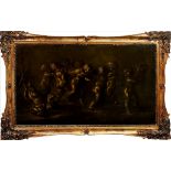 Putti giocosi, grisaglia neoclassica, scuola francese fine '700, olio su tela cm. 93x55