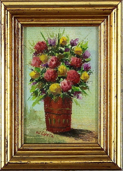Rose, Pietro Di Lucia 1981, olio, 9 x 6,5 cm