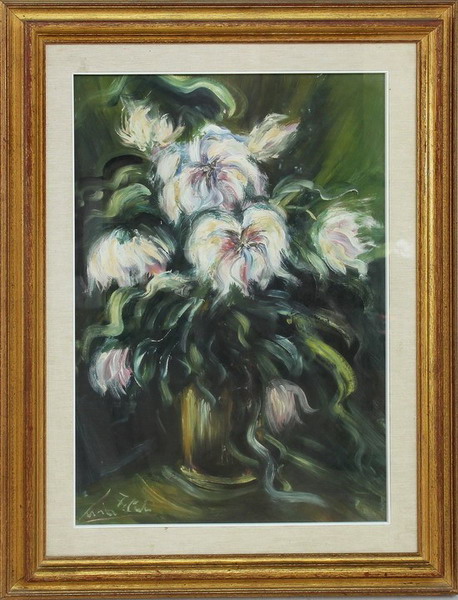 Dalie, Lucia Zelati 1973, olio, 66 x 48,5 cm