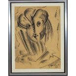 Ritratto di donna stilizzato, Giovanni Di Lucia 1974, carboncino su cartone, 68 x 49 cm