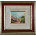 Paesaggio onirico, Pietro Di Lucia 1978, olio, 8 x 9,5 cm