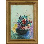 Fiori, pittore belga olandese 1972, olio, 27,5 x 19 cm