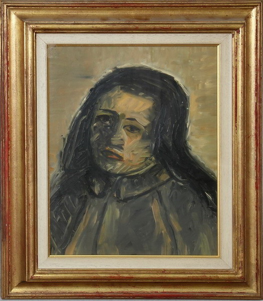 Giovanetta malata, Lucia Zelati 1977, olio, 43,5 x 33,5 cm